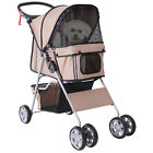 PawHut Pet Stroller Carrier Foldable Deluxe Jogger Walk Travel Dog Cat Brown
