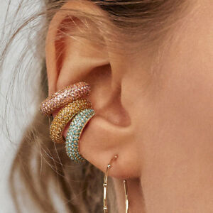 Fashion Bohemia Crystal Earrings Ear Cuff C Shaped Rhinestone Ear Clip Earring
