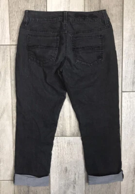 Pantalones de mezclilla elásticos Indigo Rein para mujer talla 3/4 negros tiro bajo 26X21 Foto 1 de 4