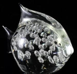 Statuetta Firmata Seguso AV Pesce Angelo Murano Bolle Trasparenti Vintage Italiano - Foto 1 di 10
