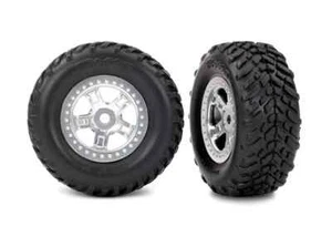 Traxxas 1.5/1.9" 1/16 Slash Off-Road Tyres on Satin Chrome Rims - Glued ... - Picture 1 of 1