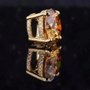 RARE 5.20 Ct Round Cut Champagne Treated Diamond 925 Silver Pendant With Accents - Picture 1 of 6