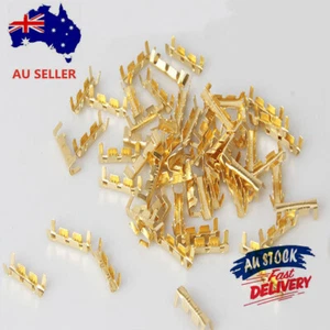 100Pcs Brass Terminals Wiring Docking Connector Line Pressing Quick Crimp AU - Picture 1 of 6