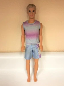 2008 Beach Party Ken Doll Blonde Molded Hair Blue Eyes Swim Trunks & Tank Top - Picture 1 of 8