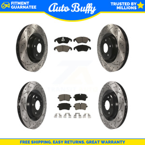 Front Rear Drilled Slot Disc Brake Rotors Ceramic Pad Kit For Audi A6 Quattro A7