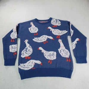 Entenpullover Herren 2XL XXL Blau Dick Opa Pullover Pulli All Over Print Top - Bild 1 von 15