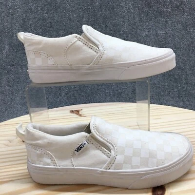 Vans Zapatos Jóvenes 2 Niños Fuera de la Pared Cuadros Tenis Sin Cordones 500714 Tela Blanca Foto 1 de 4