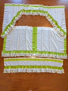 Vintage MCM Floral Window Curtains Swag Valance Half Panels 5 Piece Set - Picture 1 of 16