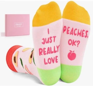 Zmart Funny Fruit Peach Socks Kids 7-10years - Picture 1 of 1