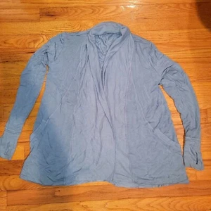 Athleta Blue Open Front Pranayama Restore Wrap Sweater Small Petite - Picture 1 of 5