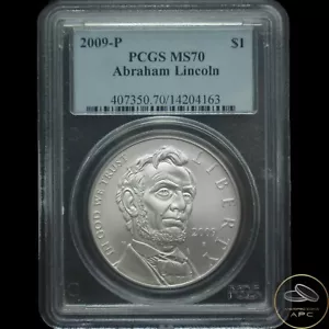 2009 P Abraham Lincoln Commemorative Silver Dollar PCGS MS70 Truly Flawless GEM+ - Picture 1 of 2