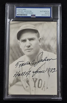 TRAVIS JACKSON Signed Real Photo Postcard-HOF-NEW YORK GIANTS-PSA - Image 1 of 4