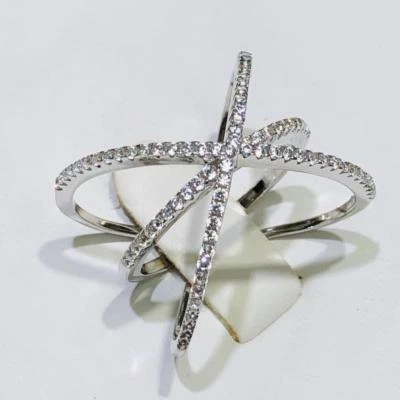 Platino Argento Sterling Bianco Zaffiro Infinito Xdesign Pave Avvolto Fedina Sz8 - Immagine 1 di 4