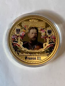 Gigant Medaille Das Dreikaiserjahr 1888 - Friedrich III vergoldet 70 mm Proof - Bild 1 von 2