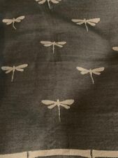 Iosis Paris Throw with Dragonflies Grey and Cream 59x59 Reversible