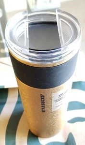 ⭐️NEW-Starbucks Tumbler Fall 2021 Black Grip Gold Marble Stainless Steel 16oz ⭐️ - Picture 1 of 4