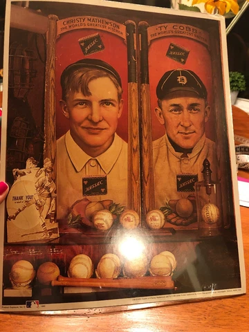 Vintage TY COBB & CHRISTY MATHEWSON Collage Poster Life Magazine No. 11 Mint Cover