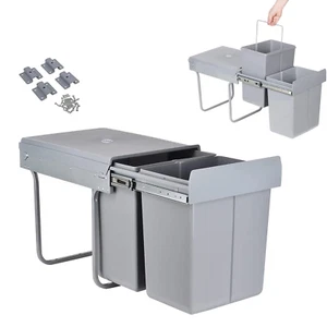 Under Counter Bin Pull Out Kitchen Waste Recycling Cabinet 30L 40L Dark Grey - Picture 1 of 17