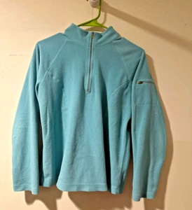 LL BEAN WOMENS 1/4 ZIP PULLOVER FLEECE LIGHTWEIGHT SWEATSHIRT LIGHT BLUE SMALL - Picture 1 of 4