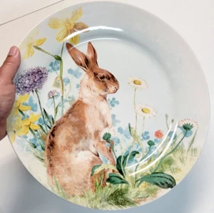 Pottery Barn Hilltop Garden Easter Bunny Rabbit Serving Platter Charger Plate Lg - Picture 1 of 15