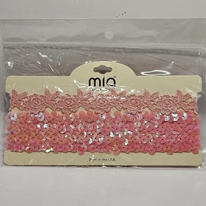 MIA COLLECTION PINK CHOKER/NECKLACE/2 PC. SET SEQUIN & LACE NEW! SEALED!  - Picture 1 of 5