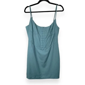 Pacsun Kendall & Kylie Stripe Corset Minidress Sz L Teal Blue Underwire Bustier - Picture 1 of 8