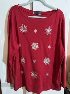 Karen Scott Red Holiday Snowflake Shirt Size 2X - Picture 1 of 2