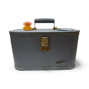 Vintage 50s Lady Baltimore Starline Powder Blue Train Case W/ Mirror - Picture 1 of 22