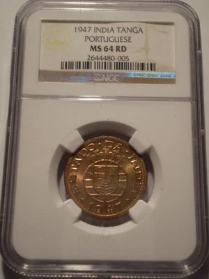 13SAZ41 Portugal Portuguese India Goa 1 tanga 1947 NGC MS64 RD - Image 1 of 4