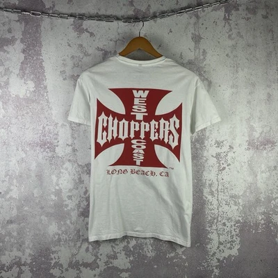Camiseta de Colección West Coast Choppers Para Hombre Y2K Logo Grande Camisa de Motocicleta Blanca Foto 1 de 4