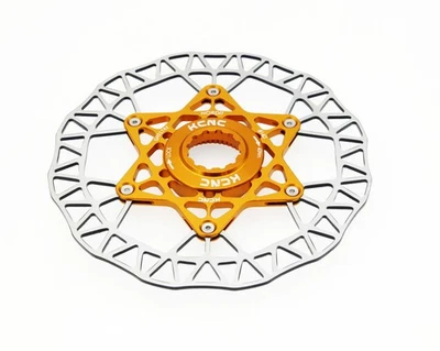 KCNC Nordit Road Cyclocross Cycling Disc Brake Center-Lock Rotor 140mm 5.5" Gold - Image 1 of 4