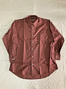 Covington Dress Shirt Men's Large (16-16.5) Burgundy Classic Fit Oxford Formal - Picture 1 of 10