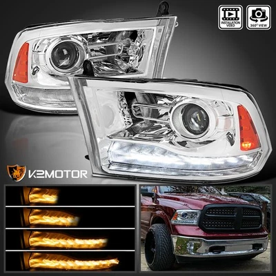 Fits 2009-2024 Dodge Ram 1500 2500 Projector Headlights+Switchback LED Signal - Image 1 of 4