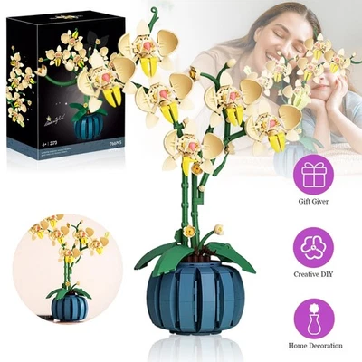 MARKENLOS Orchidee Blume Bausteine Bausatz, 766 Klemmbausteine Blumenstrauß Bausteine Set