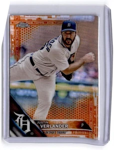 2016 Topps Chrome #18 Justin Verlander Orange Refractor #/25 - Picture 1 of 2