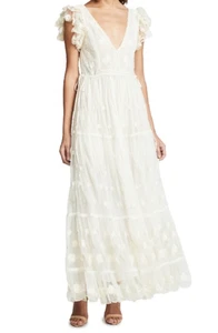 Ulla Johnson Dress 4 Maxi Fifi Cream Maxi Embroidered Tulle Flutter Boho Fairy - Picture 1 of 14