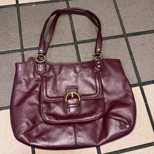 Coach Campbell Izzy Large Leather Satchel Purse Tote Handbag Maroon - Picture 1 of 8