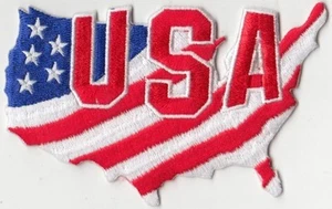 USA Flag in Map iron-on Embroidered Patches 3"x4.5" iron-on - Picture 1 of 1