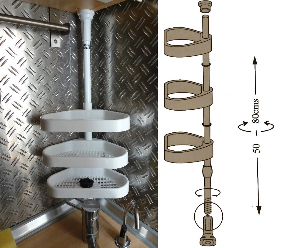 Mensola da Cucina Scaffale Angolare Telescopico Di 50 CM Fino 80 Regolabile - Immagine 1 di 1
