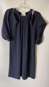 NWT BCBGMaxazria Womens Navy Long Sleeve Dress OPen Shoulders High neck SZ XS - Picture 1 of 8