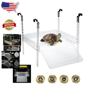 Acrylic Turtle Tank Accessory - Adjustable Size Basking Ramp for Reptile Safety - Picture 1 of 10