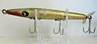Vintage Fishing Lure Wood 4 Inches Long Red Gold Silver #F038