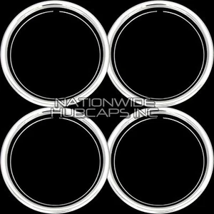 Set of 4 18" Chrome Wheel Rim Trim Rings Beauty Bands Rims Rally Steel Wheels - Picture 1 of 6