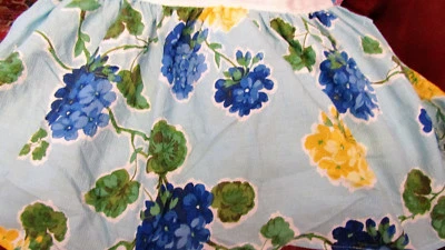 Falda Cama Laura Ashley Doble Floral 14" Gota Sin Usar Amarillo Azul Estampado Geranio Foto 1 de 2