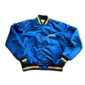 VINTAGE MILWAUKEE BREWERS BLUE STARTER SATIN BOMBER JACKET MEN'S SIZE LARGE - Picture 1 of 8