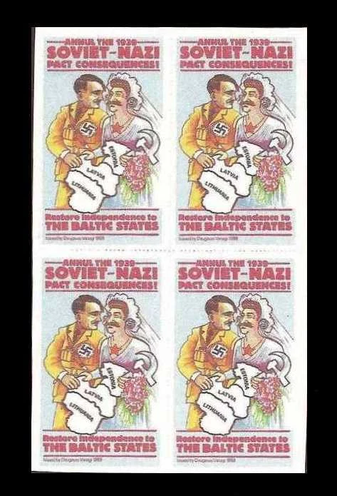 Bálticos contra o Pacto Hitler-Stalin de 1939, cinderela… bloco de 4… MNH ** - Imagem 1 de 1