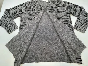 Elizabeth By Liz Claiborne Grey Black 100% Cotton Long Sleeve One Button Sweater - Picture 1 of 9
