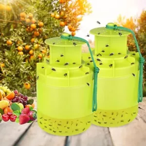 Reusable Fly Traps Outdoor Hanging Fly Killer Trap for Outdoor Hanging 2 Packs - Picture 1 of 6