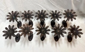 10 Daisy Flower Metal Curtain Holdback Tie Backs • Cast Iron Black - Picture 1 of 16