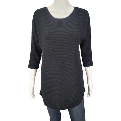 Isaac Mizrahi Live Ribbed Stitch Pullover Sweater X-Small Sz Black Modern Top - Image 1 of 4